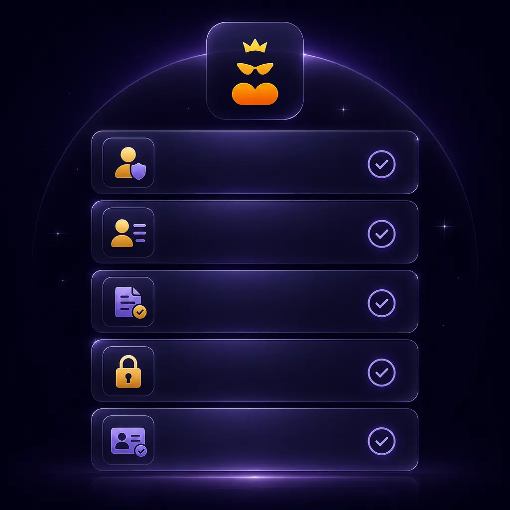 Spingranny registration requirements checklist showing age, account, and identity verification conditions