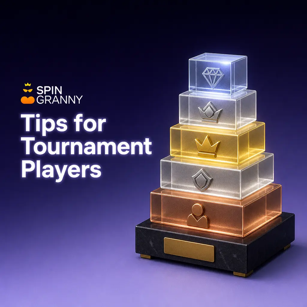 Spingranny tournament tips showing leaderboard strategy, bankroll management, and prize wagering advice for competitive players